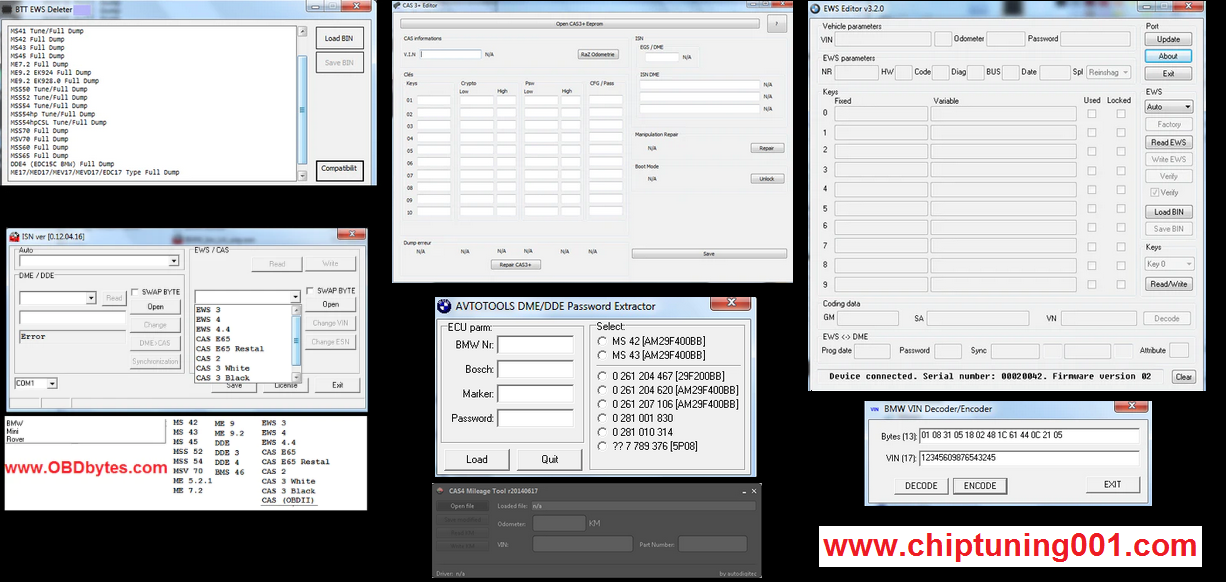 BTT EWS Deleter + Other BMW IMMO OFF + ECU DDE + DME EWS + CAS Editor Tools